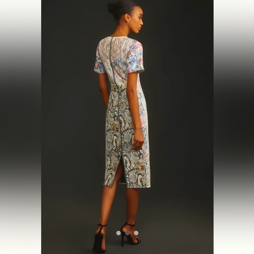 ❤️RARE❤️Byron Lars NWT In Earnest by Byron Lars Sequin Brocade Midi Dress 4 - Picture 4 of 11